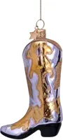 Vondels glazen kerstbal cowboy laars 11.5cm zilver, goud - afbeelding 3