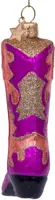 Vondels glazen kerstbal cowboy laars 12cm roze - afbeelding 4