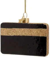 Vondels glazen kerstbal creditcard 7cm zwart, goud - afbeelding 3