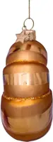 Vondels glazen kerstbal croissant 10cm bruin - afbeelding 3