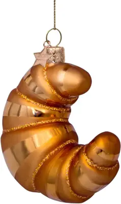 Vondels glazen kerstbal croissant 10cm bruin - afbeelding 1