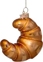 Vondels glazen kerstbal croissant 10cm bruin - afbeelding 2