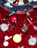 Vondels glazen kerstbal dartbord 8.5cm zwart  - afbeelding 5