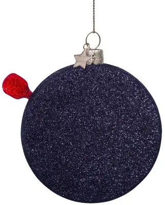 Vondels glazen kerstbal dartbord 8.5cm zwart  - afbeelding 4