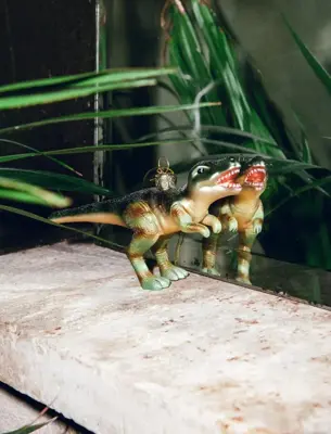 Vondels glazen kerstbal dino 15cm groen - afbeelding 4