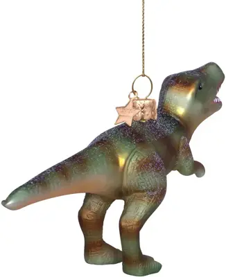 Vondels glazen kerstbal dino 15cm groen - afbeelding 3