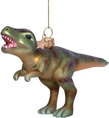 Vondels glazen kerstbal dino 15cm groen - afbeelding 2