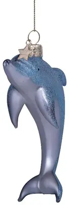 Vondels glazen kerstbal dolfijn 12cm grijs  - afbeelding 2