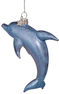 Vondels glazen kerstbal dolfijn 12cm grijs  - afbeelding 4