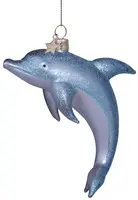 Vondels glazen kerstbal dolfijn 12cm grijs  - afbeelding 3