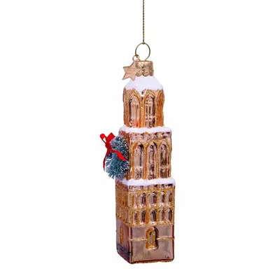 Vondels glazen kerstbal domtoren utrecht 11cm goud - afbeelding 3