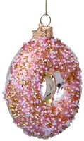 Vondels glazen kerstbal donut 11cm roze  - afbeelding 3