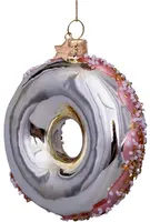 Vondels glazen kerstbal donut 11cm roze  - afbeelding 2