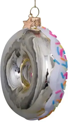 Vondels glazen kerstbal donut met sprinkels 12cm wit - afbeelding 3