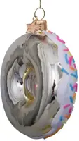 Vondels glazen kerstbal donut met sprinkels 12cm wit - afbeelding 3