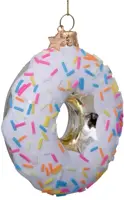Vondels glazen kerstbal donut met sprinkels 12cm wit - afbeelding 4