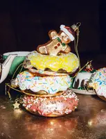 Vondels glazen kerstbal donut met sprinkels 12cm wit  - afbeelding 5