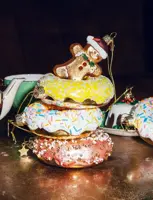 Vondels glazen kerstbal donut met sprinkels 12cm wit - afbeelding 5