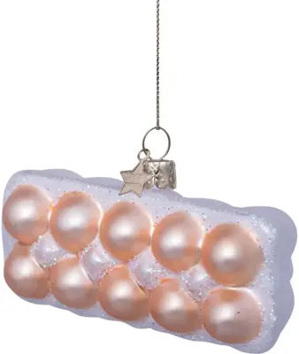 Vondels glazen kerstbal doosje eieren 8.5cm bruin - afbeelding 2