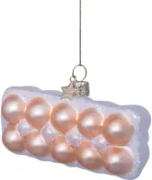 Vondels glazen kerstbal doosje eieren 8.5cm bruin - afbeelding 2
