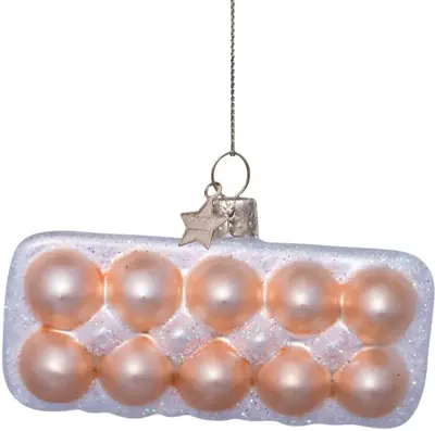 Vondels glazen kerstbal doosje eieren 8.5cm bruin - afbeelding 1