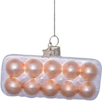 Vondels glazen kerstbal doosje eieren 8.5cm bruin - afbeelding 1