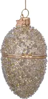 Vondels glazen kerstbal ei met opening 11cm goud - afbeelding 4
