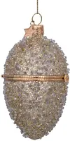 Vondels glazen kerstbal ei met opening 11cm goud - afbeelding 3