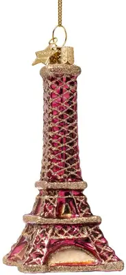 Vondels glazen kerstbal eiffeltoren 12cm rood - afbeelding 1
