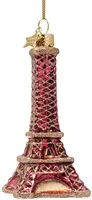 Vondels glazen kerstbal eiffeltoren 12cm rood - afbeelding 1