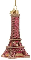 Vondels glazen kerstbal eiffeltoren 12cm rood - afbeelding 3