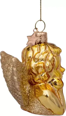 Vondels glazen kerstbal engel 8.5cm goud - afbeelding 3