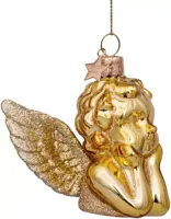 Vondels glazen kerstbal engel 8.5cm goud - afbeelding 2