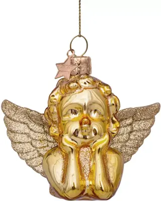 Vondels glazen kerstbal engel 8.5cm goud - afbeelding 1
