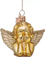 Vondels glazen kerstbal engel 8.5cm goud - afbeelding 1