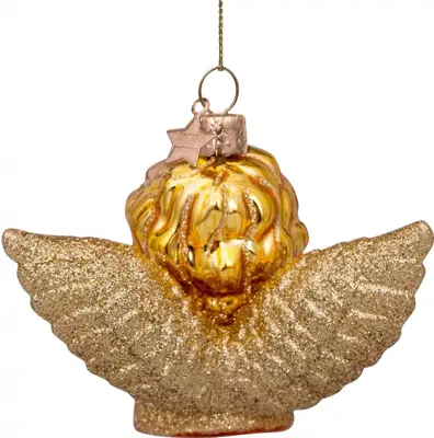 Vondels glazen kerstbal engel 8.5cm goud - afbeelding 4