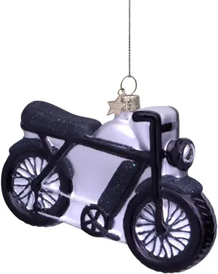 Vondels glazen kerstbal fatbike 11cm zwart - afbeelding 2