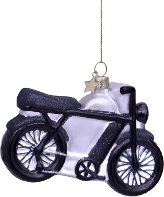 Vondels glazen kerstbal fatbike 11cm zwart - afbeelding 1