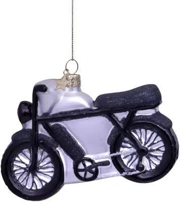 Vondels glazen kerstbal fatbike 11cm zwart - afbeelding 4