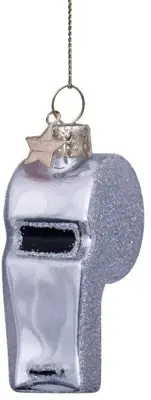 Vondels glazen kerstbal fluitje 5.5cm zilver - afbeelding 2