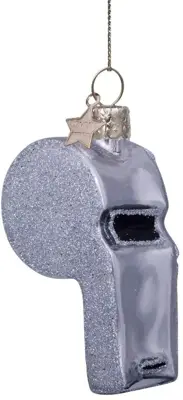 Vondels glazen kerstbal fluitje 5.5cm zilver - afbeelding 1