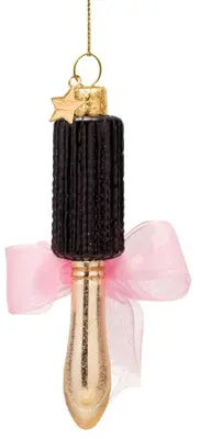 Vondels glazen kerstbal föhnborstel 10.5cm zwart, goud - afbeelding 3