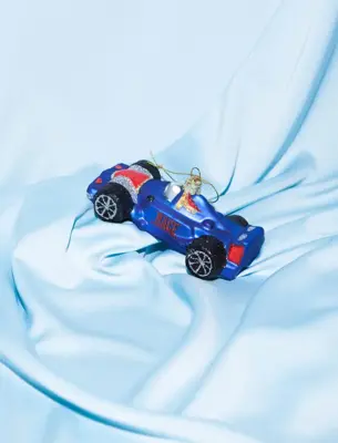 Vondels glazen kerstbal formule 1 auto 13cm blauw - afbeelding 7