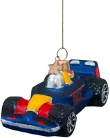 Vondels glazen kerstbal formule 1 auto 13cm blauw - afbeelding 5