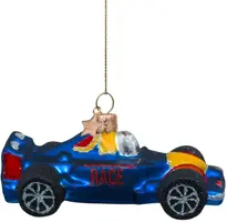 Vondels glazen kerstbal formule 1 auto 13cm blauw - afbeelding 1
