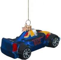 Vondels glazen kerstbal formule 1 auto 13cm blauw - afbeelding 2