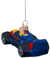 Vondels glazen kerstbal formule 1 auto 5cm blauw  - afbeelding 3