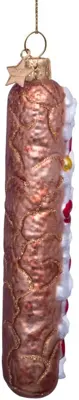 Vondels glazen kerstbal frikandel speciaal 12cm multi - afbeelding 3