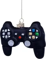 Vondels glazen kerstbal game controller 10cm zwart - afbeelding 1