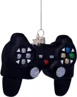 Vondels glazen kerstbal game controller 10cm zwart - afbeelding 3